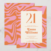 Invitation Retro Super fête du 21e anniversaire (Devant / Derrière)