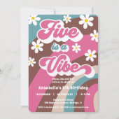 Invitation Retro Super FIVE est une Vibe fête de 5e anniversa (Devant)