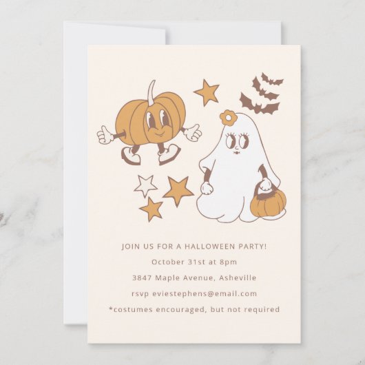 Invitation rétro Super Ghost Halloween Party (Devant)