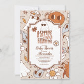 Invitation Retro Super Halloween Little Boo Baby shower (Devant)