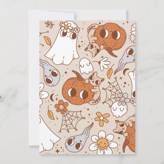 Invitation Retro Super Halloween Little Boo Baby shower (Dos)