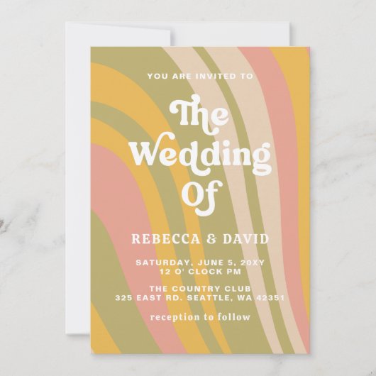 Invitation Retro Super les années 70 mignon rose vert jaune M (Devant)