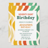 Invitation Retro Super les années 70 Wavy 78e anniversaire (Devant / Derrière)