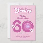 Invitation Retro Super marguerites Bold rose 60e anniversaire (Devant)