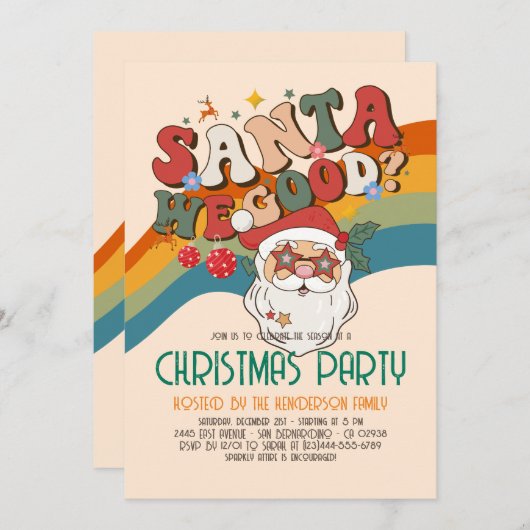 Invitation Retro Super Noël Père Noël (Devant / Derrière)