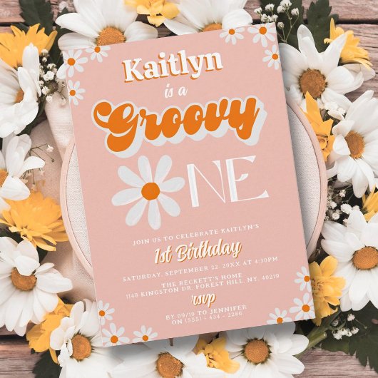 Invitation Retro Super One Girls 1er anniversaire