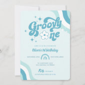 Invitation Retro Super One Wavy Boy 1er anniversaire Invitati (Devant)
