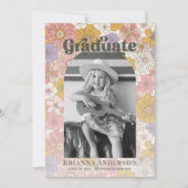Invitation Retro Super Rose Arch Floral Enfants Graduation (Devant)