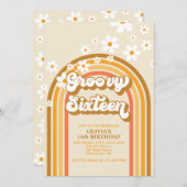 Invitation Retro Super Seize Rainbow Daisy 16e anniversaire (Devant / Derrière)