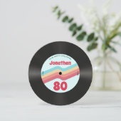 Invitation Retro Super Stripes 80th Birthday Music Record (Debout devant)