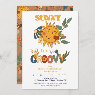 Invitation Retro Super Sunshine Flower Power fête d'anniversa