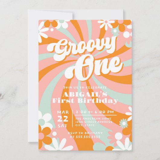 Invitation Retro Super un premier anniversaire (Devant)