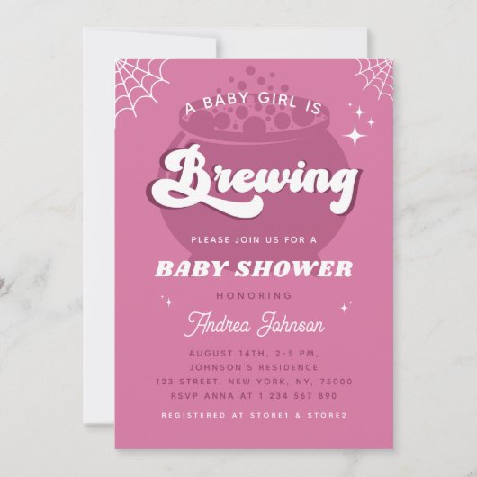 Invitation Retro Super Une Petite Fille Brasse Baby shower (Devant)