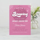 Invitation Retro Super Une Petite Fille Brasse Baby shower (Debout devant)