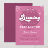 Invitation Retro Super Une Petite Fille Brasse Baby shower (Devant / Derrière)