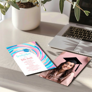 Invitation Rétro Super Vortex Wavy Pastel Graduation