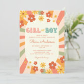 Invitation Retro Super Wavy Sunshine Flower Révélation de gen (Debout devant)