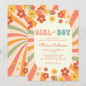 Invitation Retro Super Wavy Sunshine Flower Révélation de gen (Devant / Derrière)