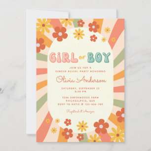 Invitation Retro Super Wavy Sunshine Flower Révélation de gen