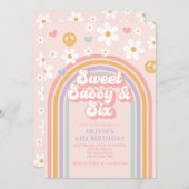 Invitation Retro Sweet Sassy Six Rainbow 6e anniversaire (Devant / Derrière)