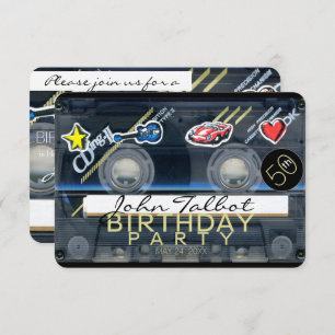 Invitation Retro T3 Cassette 50e Anniversaire Fête Inv