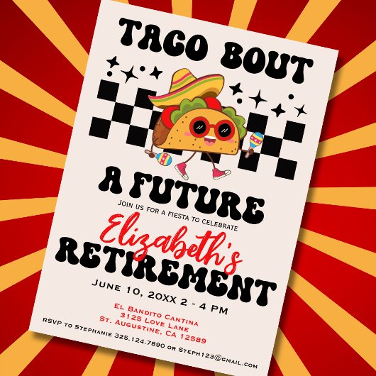 Invitation Retro Taco à propos d'une Fête de Retraite Diplômé