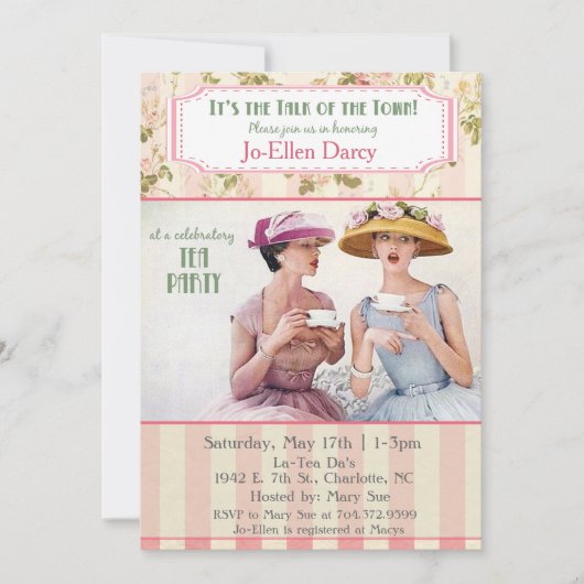 Invitation Retro Tea Party (Devant)