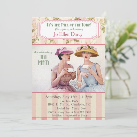 Invitation Retro Tea Party (Debout devant)