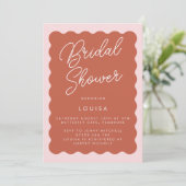 Invitation Rétro Terracotta & Blush Wavy Fête des mariées Inv (Debout devant)