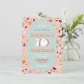 Invitation Retro Terrazzo Hippie Boho Anniversaire (Debout devant)