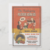 Invitation Retro Thanksgiving Dinner Comique (Devant)