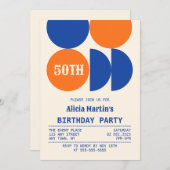 Invitation Rétro Thème Cercle Motif géométrique Anniversaire (Devant / Derrière)