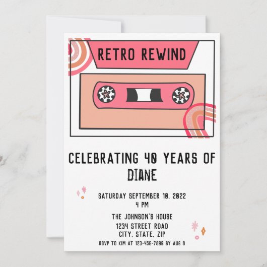 Invitation Retro Throwback fête d'anniversaire (Devant)