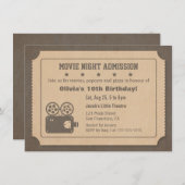 Invitation Retro Ticket Movie Nuit Anniversaire Fête (Devant / Derrière)