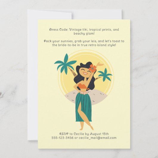 Invitation Retro Tiki plage tropicale Bachelorette week-end (Dos)