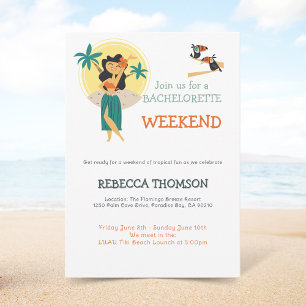 Invitation Retro Tiki plage tropicale Bachelorette week-end