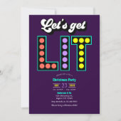 Invitation Retro Tinsel Let's Get Lit Retro Christmas Party (Devant)