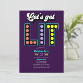 Invitation Retro Tinsel Let's Get Lit Retro Christmas Party (Debout devant)