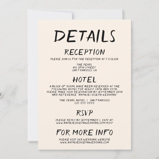 Invitation Rétro Tout en une main tiré Mariage de cadre de gâ (Dos)