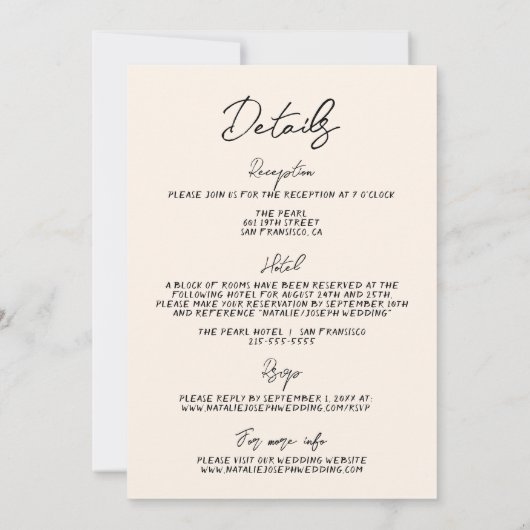 Invitation Rétro Tout en une main tiré Mariage original écrit (Dos)