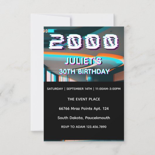 Invitation rétro trente 2000s fête 30e anniversaire (Devant)