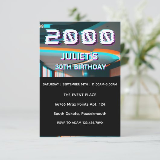 Invitation rétro trente 2000s fête 30e anniversaire (Debout devant)