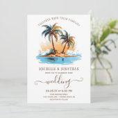 Invitation Retro Tropical Beach Destination Mariage (Debout devant)