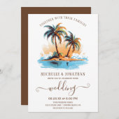 Invitation Retro Tropical Beach Destination Mariage (Devant / Derrière)