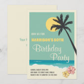 Invitation Retro Tropical Beach pour adultes fête d'anniversa (Devant / Derrière)