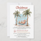 Invitation Retro Tropical Père Noël Hammock Noël en juillet (Devant)