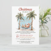 Invitation Retro Tropical Père Noël Hammock Noël en juillet (Debout devant)