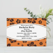 Invitation Rétro Tropicale à l'Hibiscus en Orange  (Debout devant)