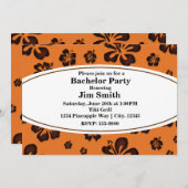 Invitation Rétro Tropicale à l'Hibiscus en Orange  (Devant / Derrière)