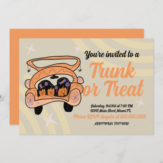 Invitation Retro Trunk a Treat Halloween Event (Devant / Derrière)